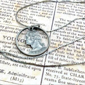 U.S. Coin Washington Quarter Cut-Out on Chain Necklace OOAK